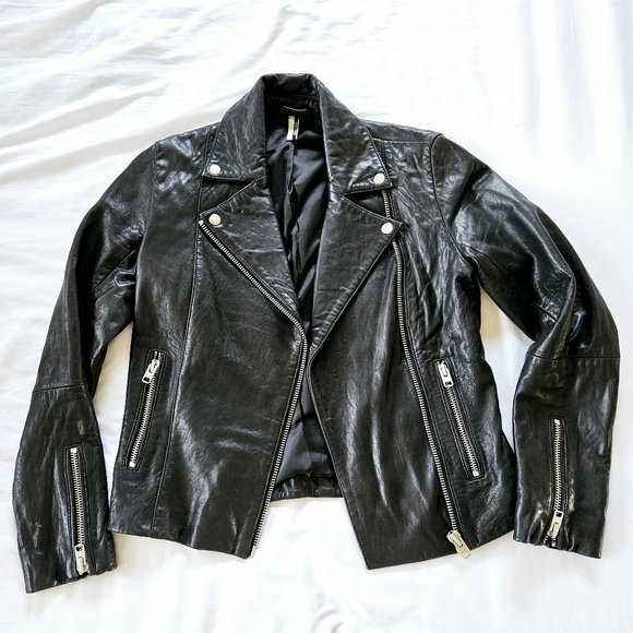 TOPSHOP Faux Leather Jacket, Women's size 4, Black, Moto, Edgy, small, b… - Picture 1 of 11